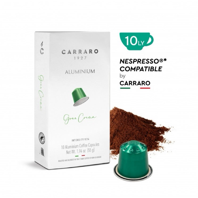 Carraro GRAN CREMA - Nespresso®* Aluminium capsules 55g x 10 Carraro 經典濃縮 咖啡鋁製膠嚢 x 10